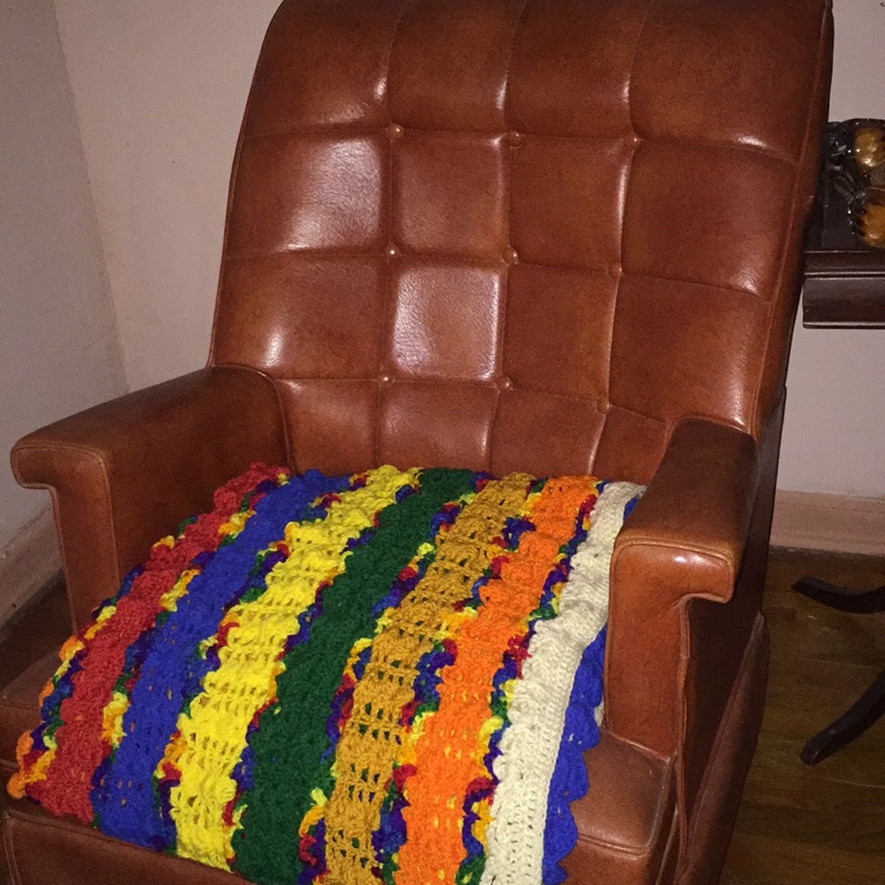 Striped Afghan Crochet. Teen Couch Throw - Picture 2 of 6
